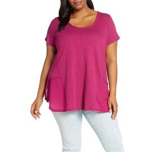 NWT Nordstrom Caslon Clip Dot Detail Tee Shirt Top